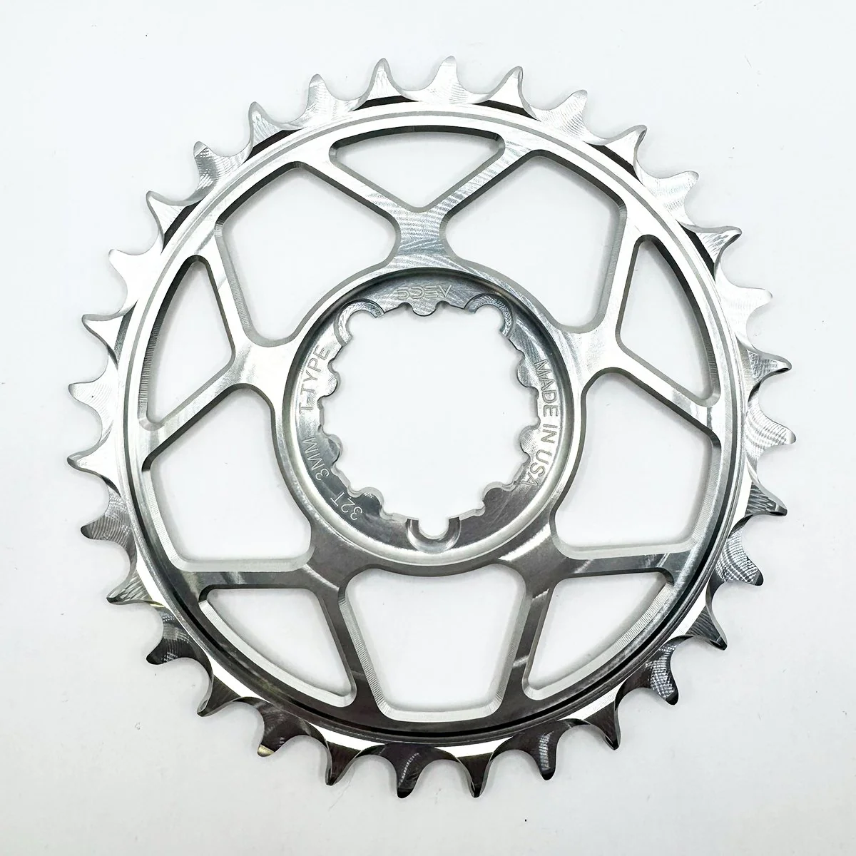 5DEV Chainring - T-Type SRAM 3-Bolt Chainring - 3mm Offset - 30T - Raw Silver/Clear