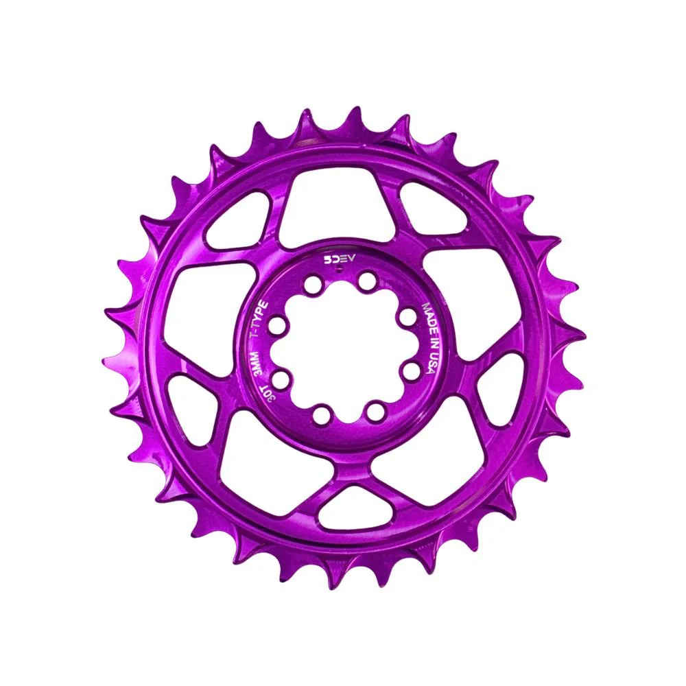 5DEV Chainring - T-Type SRAM 8-Bolt Chainring - 3mm Offset - 30T - Purple