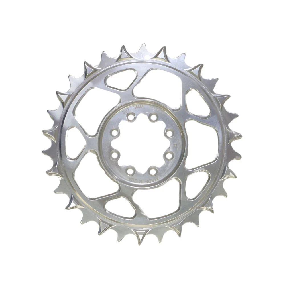 5DEV Chainring - T-Type SRAM 8-Bolt Chainring - 3mm Offset - 32T - Raw Silver/Clear