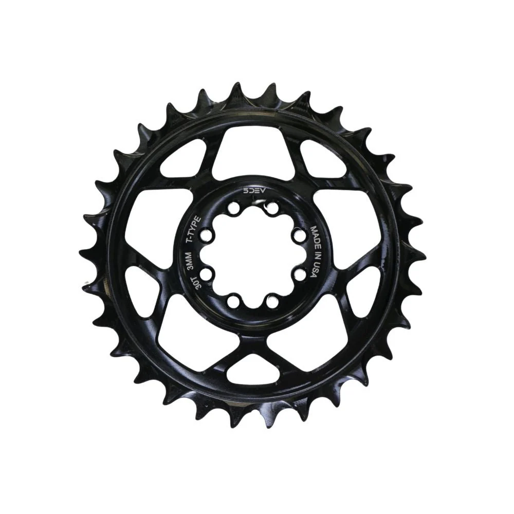 5DEV Chainring - T-Type SRAM 8-Bolt Chainring - 3mm Offset - 34T - Black