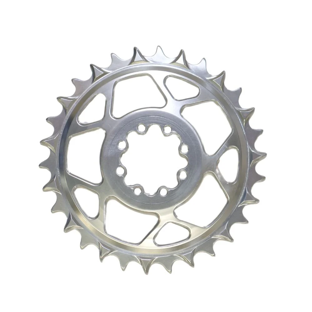 5DEV Chainring - T-Type SRAM 8-Bolt Chainring - 3mm Offset - 34T - Raw Silver/Clear - Image 2