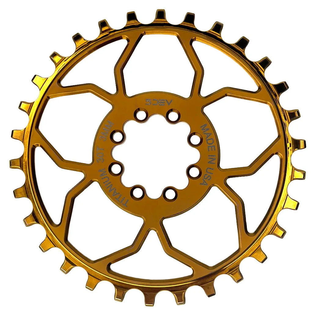 5Dev Titanium Chainring - SRAM 8-Bolt - 3mm Offset - 32T - Bronze