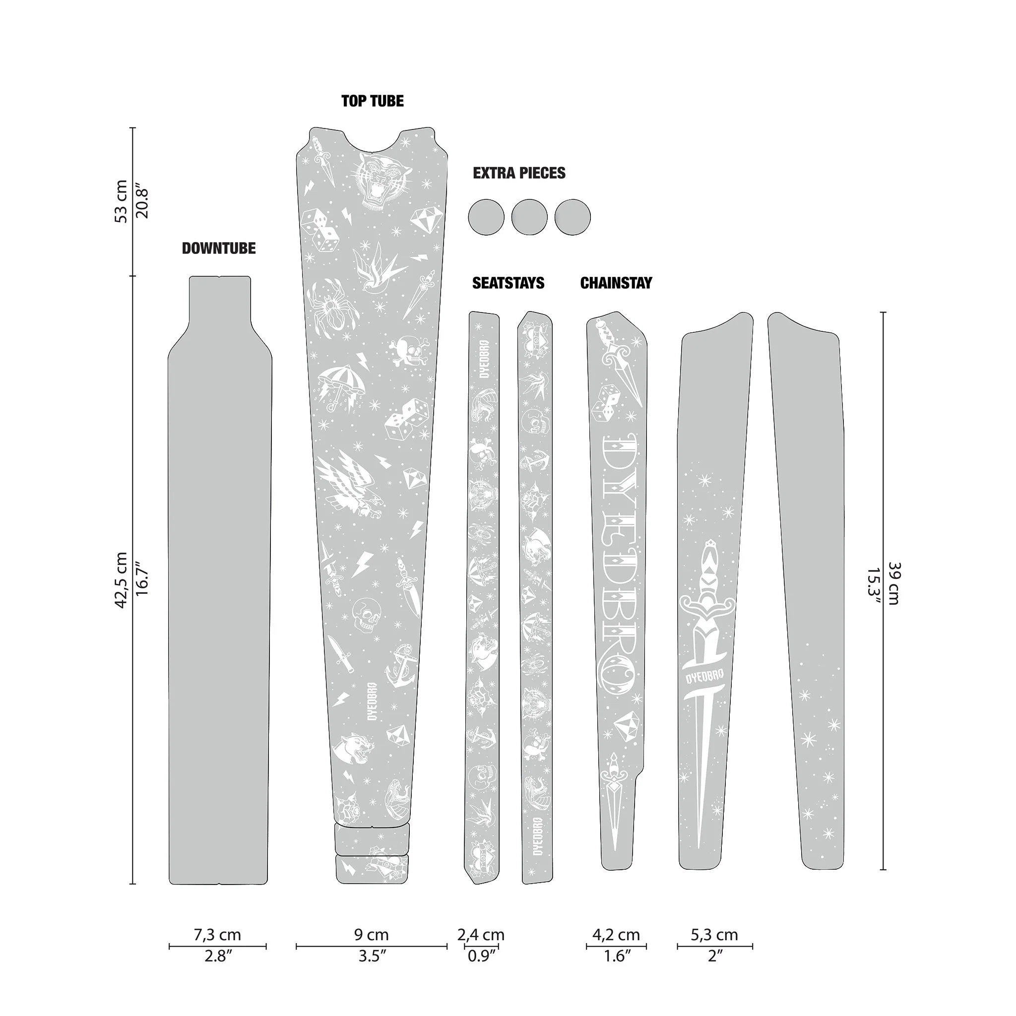 DYEDBRO Gravel Frame Protection - Old School Tattoo White