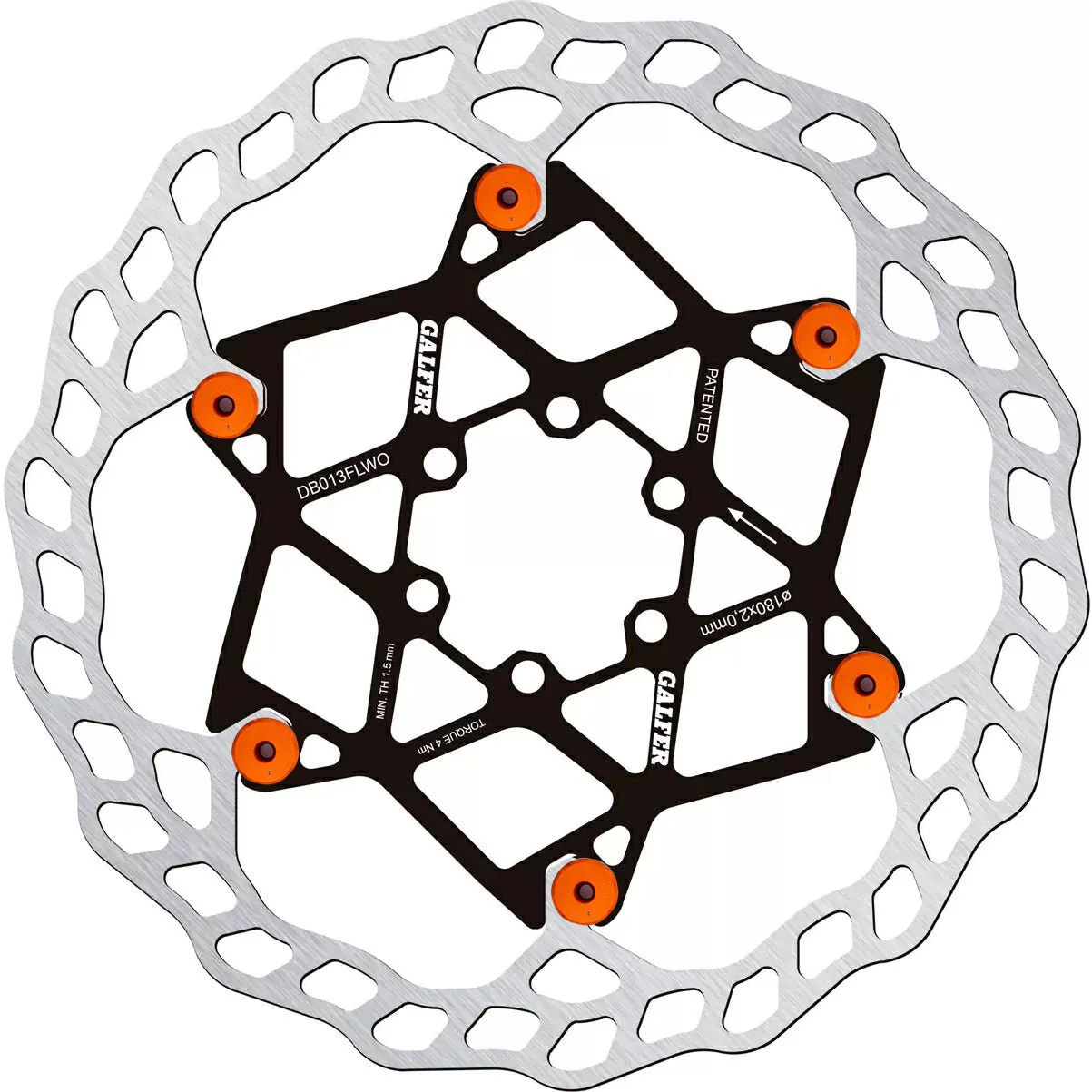 Galfer 180mm Rotor - 6-Bolt - 2.0mm Thick - Floating Wave - Orange