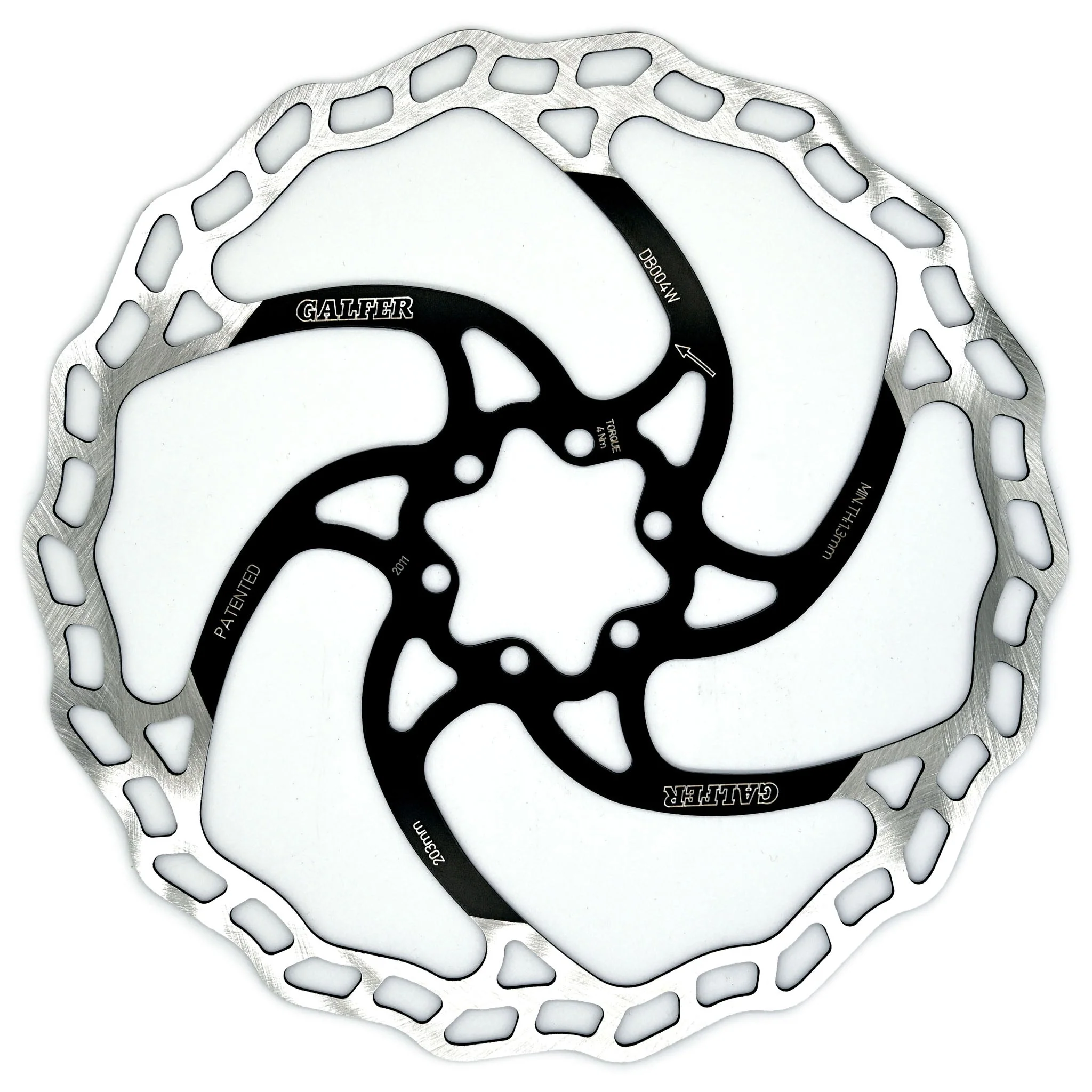 Galfer Wave Disc Brake Rotor - 203mm - 6-Bolt  - 2.0mm Thick - Black/Silver
