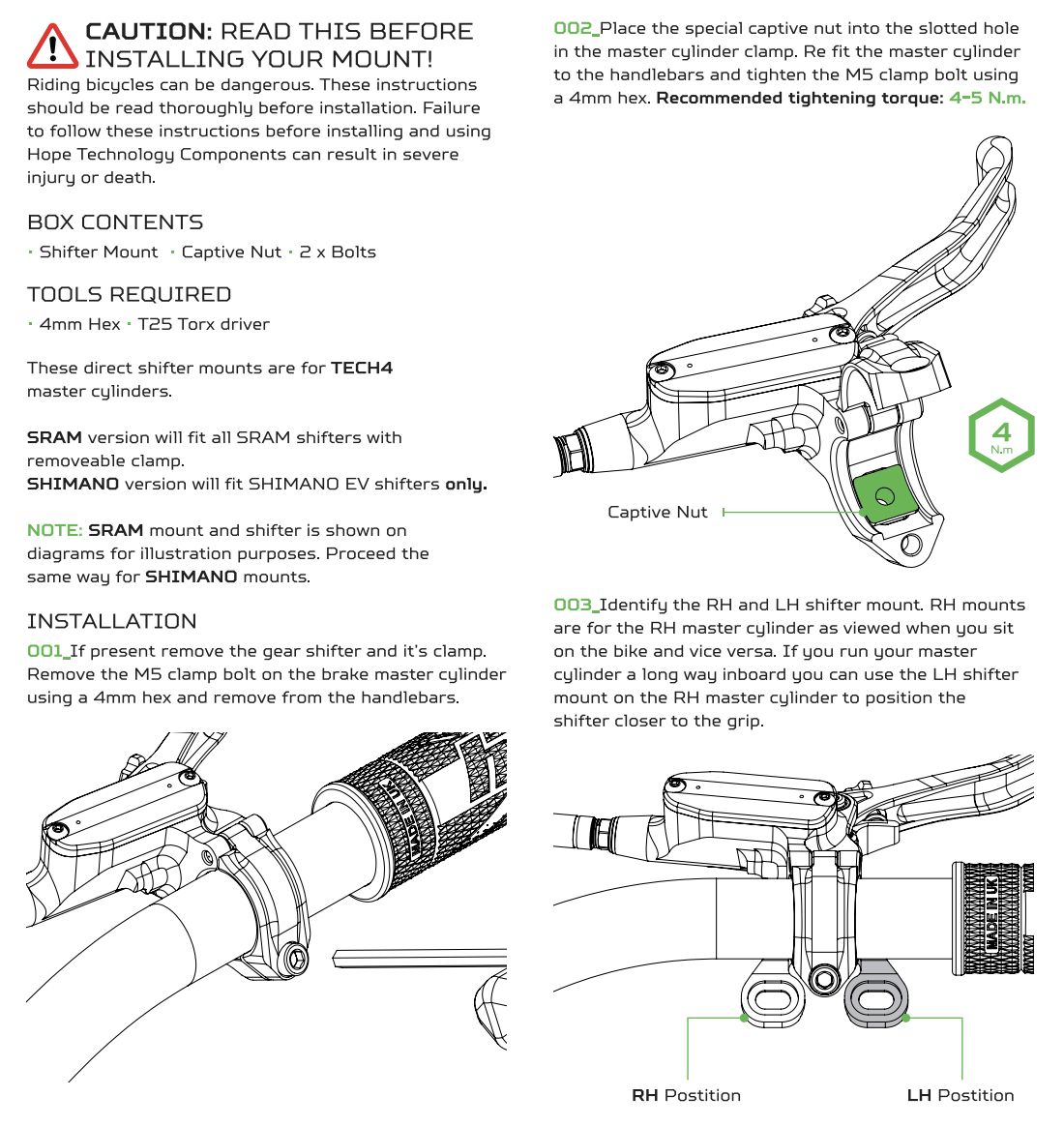 Hope Tech 4/Tech 4 EVO Shifter Adapter - Left - SRAM MatchMaker - Image 3