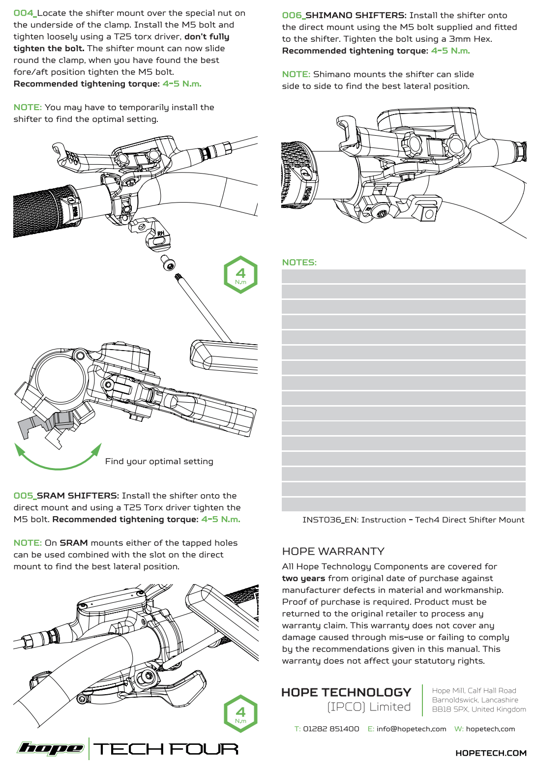Hope Tech 4/Tech 4 EVO Shifter Adapter - Left - SRAM MatchMaker - Image 4