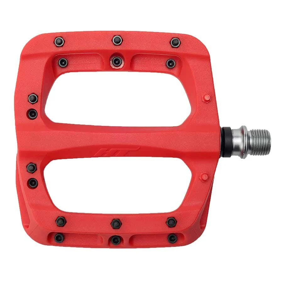 HT Components PA03A Nano P Platform Pedals - Body: Nylon - Spindle: Cr-Mo- Red