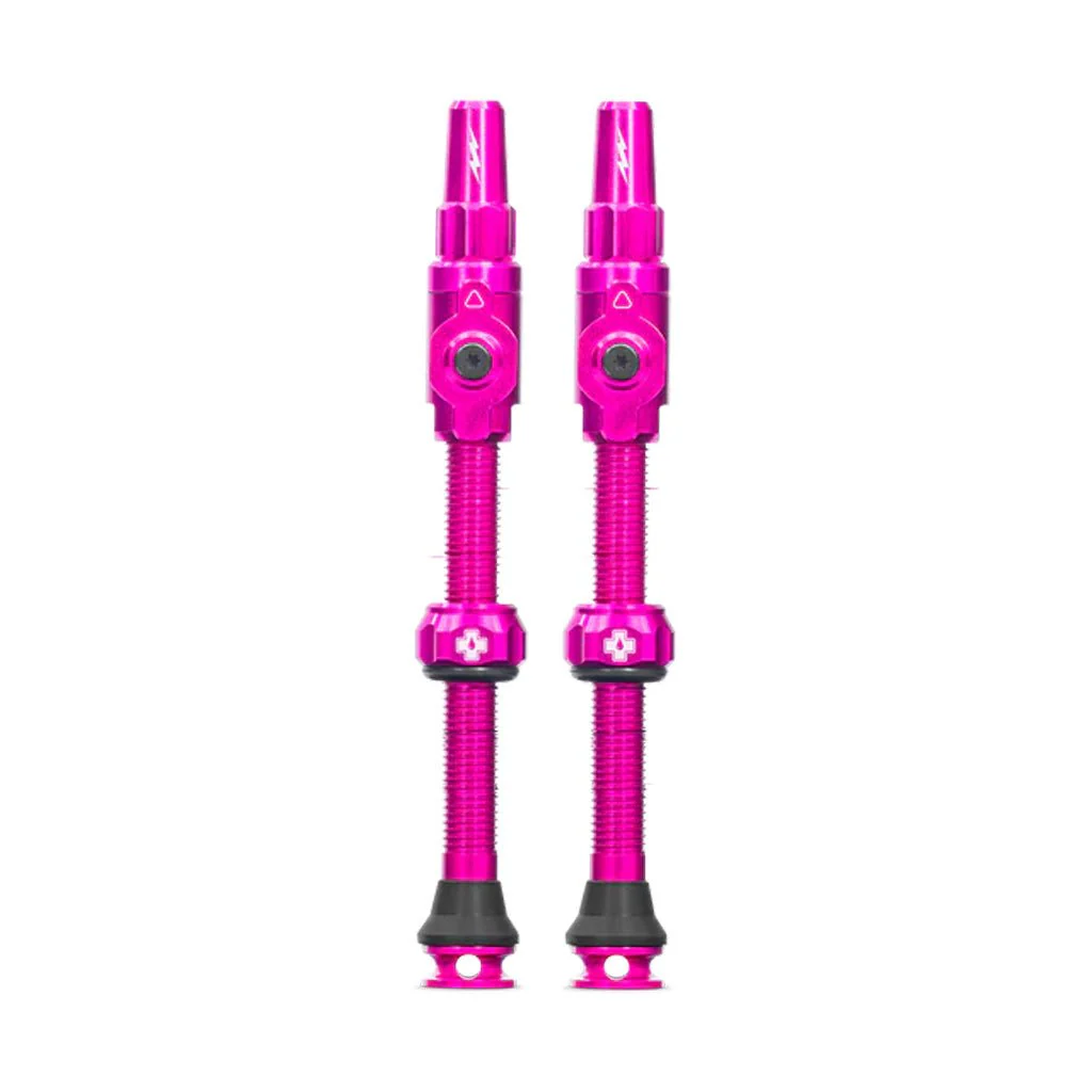 Muc-Off Big Bore Lite Tubeless Valve Stems - 60mm Length - Pair - Pink