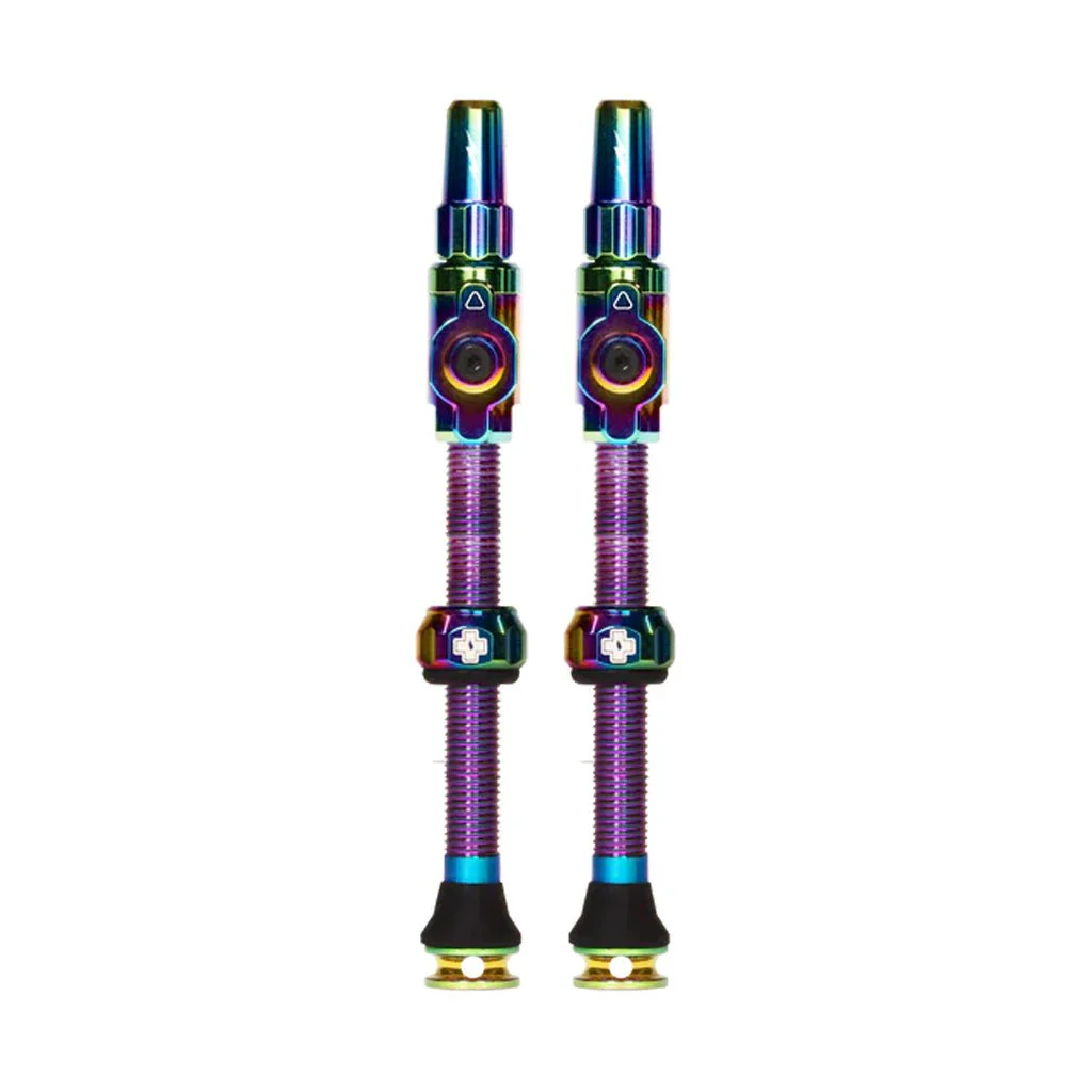 Muc-Off Big Bore Lite Tubeless Valve Stems - 75mm Length - Pair - Iridescent