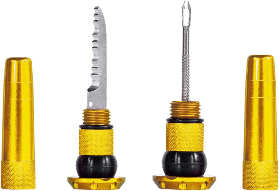 Muc-Off Stealth Tubeless Puncture Plugs Tire Repair Kit - Bar-End Mount - Gold - Pair - Image 2