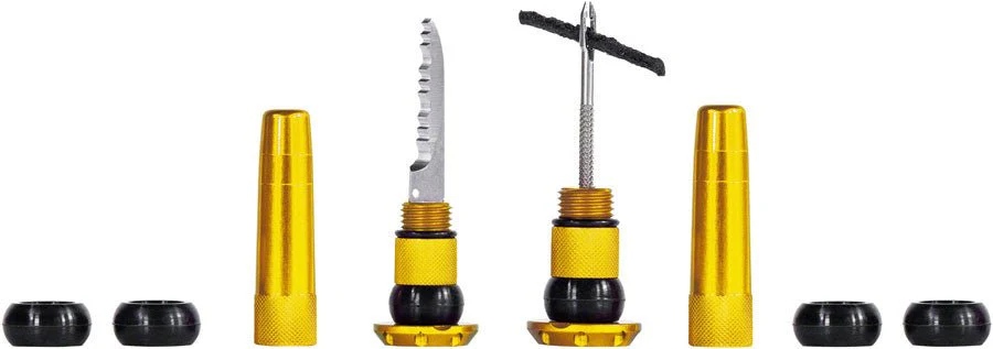Muc-Off Stealth Tubeless Puncture Plugs Tire Repair Kit - Bar-End Mount - Gold - Pair - Image 3
