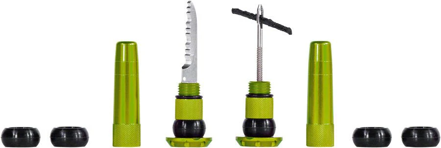 Muc-Off Stealth Tubeless Puncture Plugs Tire Repair Kit - Bar-End Mount - Green - Pair - Image 3