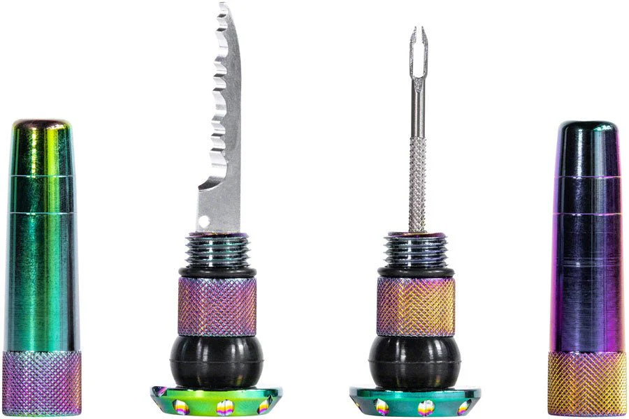 Muc-Off Stealth Tubeless Puncture Plugs Tire Repair Kit - Bar-End Mount - Iridescent - Pair - Image 2