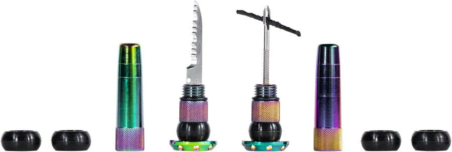 Muc-Off Stealth Tubeless Puncture Plugs Tire Repair Kit - Bar-End Mount - Iridescent - Pair - Image 3