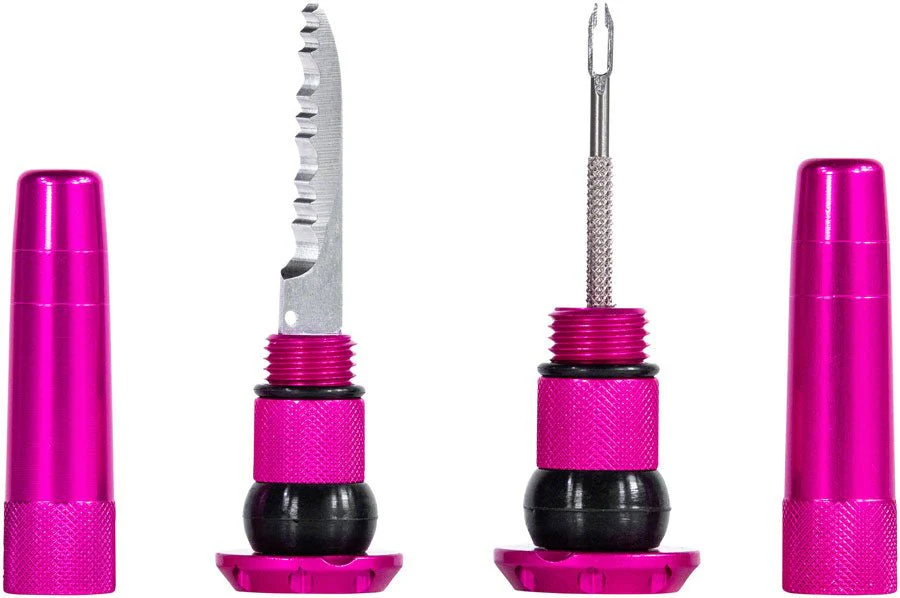 Muc-Off Stealth Tubeless Puncture Plugs Tire Repair Kit - Bar-End Mount - Pink - Pair - Image 2