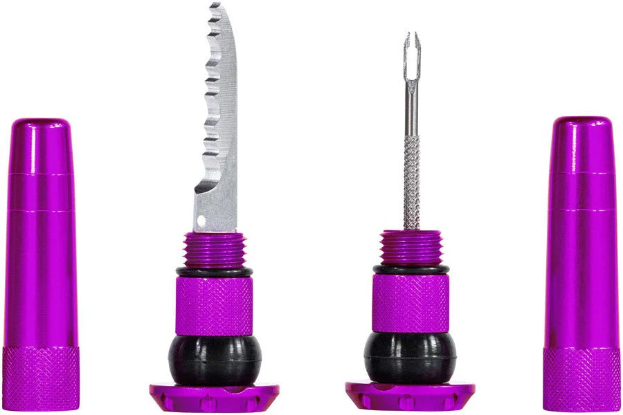 Muc-Off Stealth Tubeless Puncture Plugs Tire Repair Kit - Bar-End Mount - Purple - Pair - Image 2