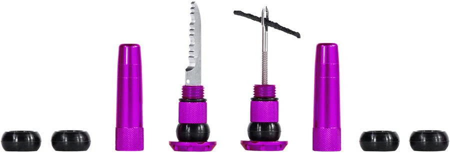 Muc-Off Stealth Tubeless Puncture Plugs Tire Repair Kit - Bar-End Mount - Purple - Pair - Image 3