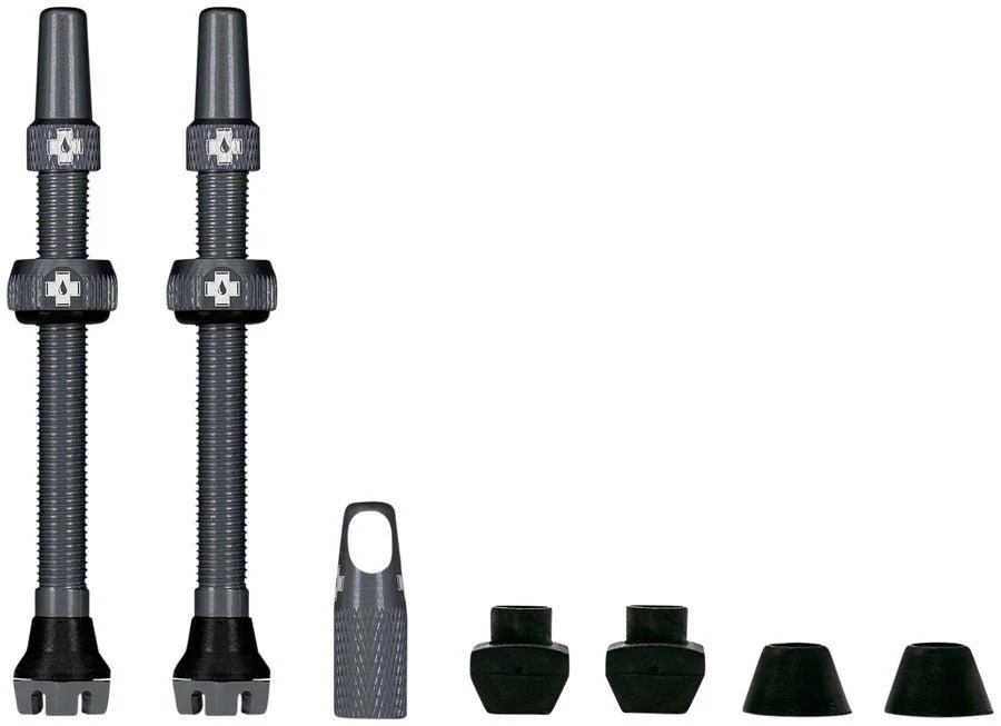 Muc-Off V2 Tubeless Valve Kit - Gray - 44mm Length - Pair