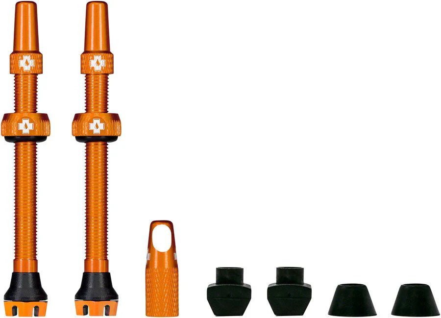 Muc-Off V2 Tubeless Valve Kit - Orange - 44mm Length - Pair
