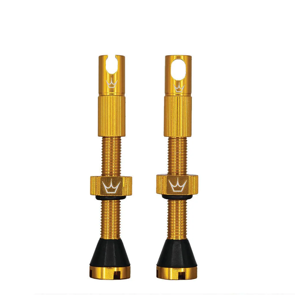 Peatys Alloy Presta Valve Stem Pair - 42mm - Gold