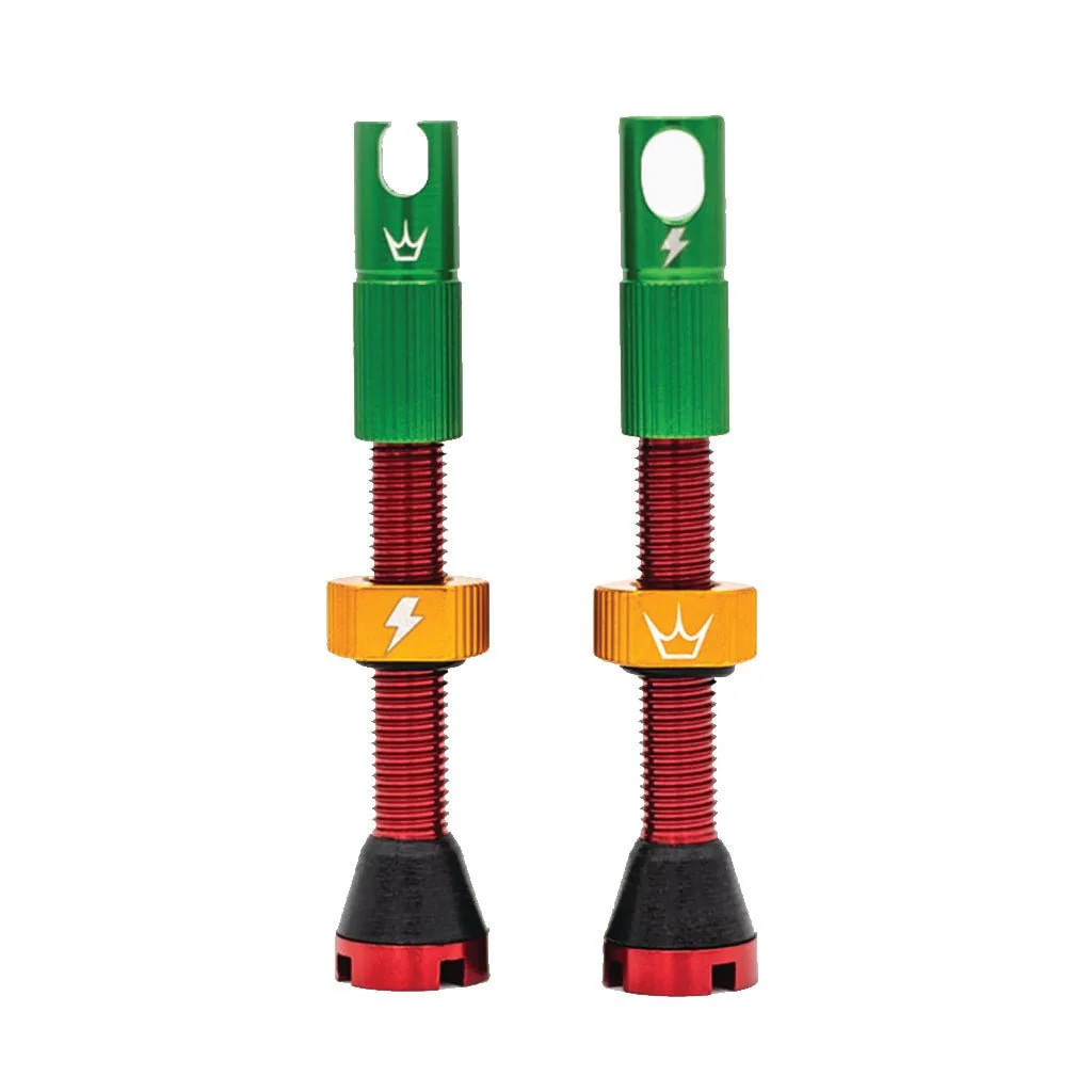 Peatys Alloy Presta Valve Stem Pair - 42mm - Rasta