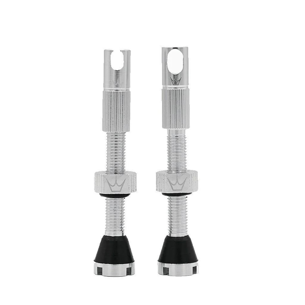 Peatys Alloy Presta Valve Stem Pair - 42mm - Silver