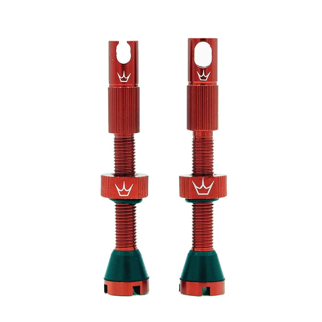 Peatys Alloy Presta Valve Stem Pair - 60mm - Red