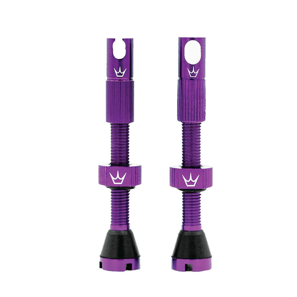 Peatys Alloy Presta Valve Stem Pair - 60mm - Violet