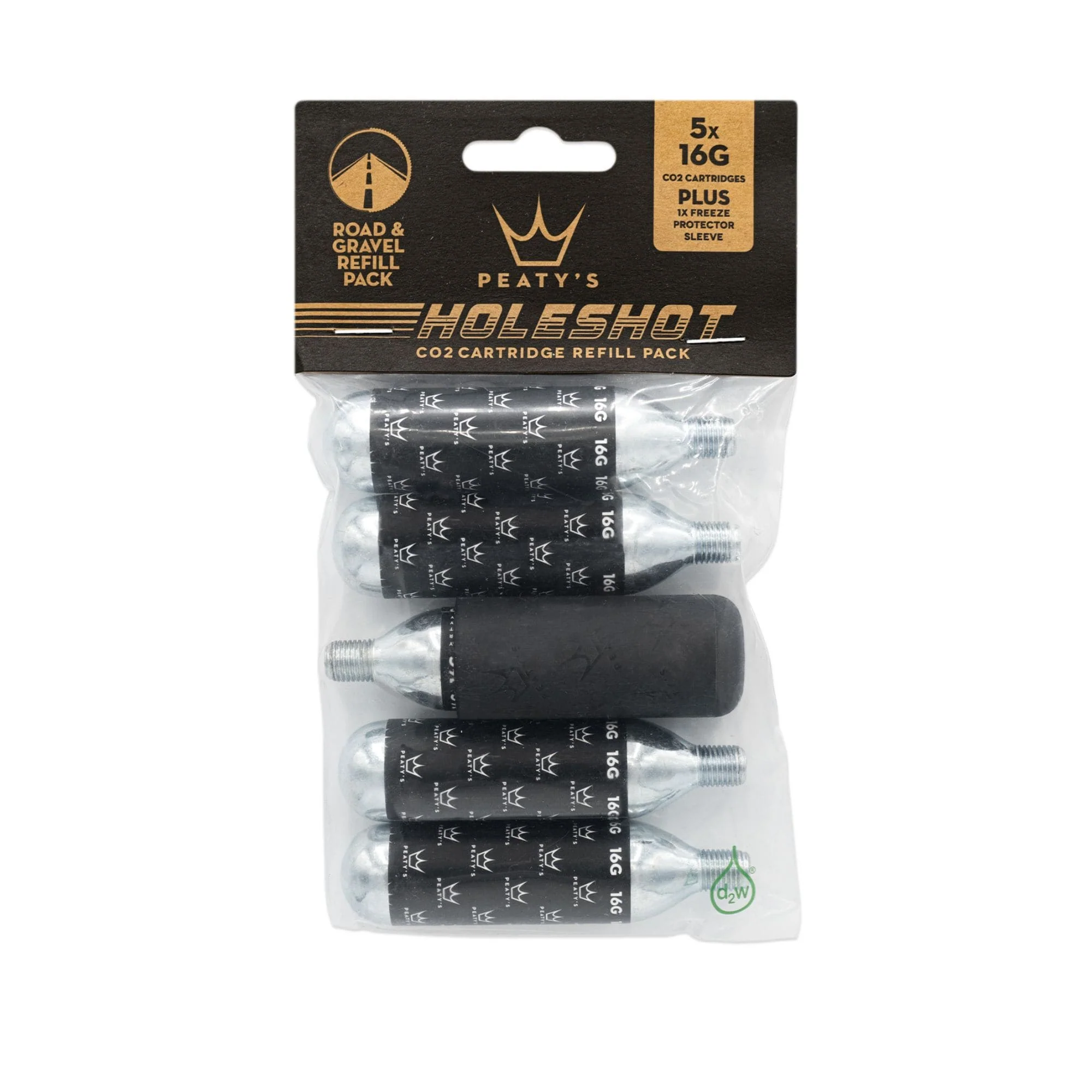 Peatys Holeshot CO2 Cartridge Refill w/Sleeve - 16g -5 pack