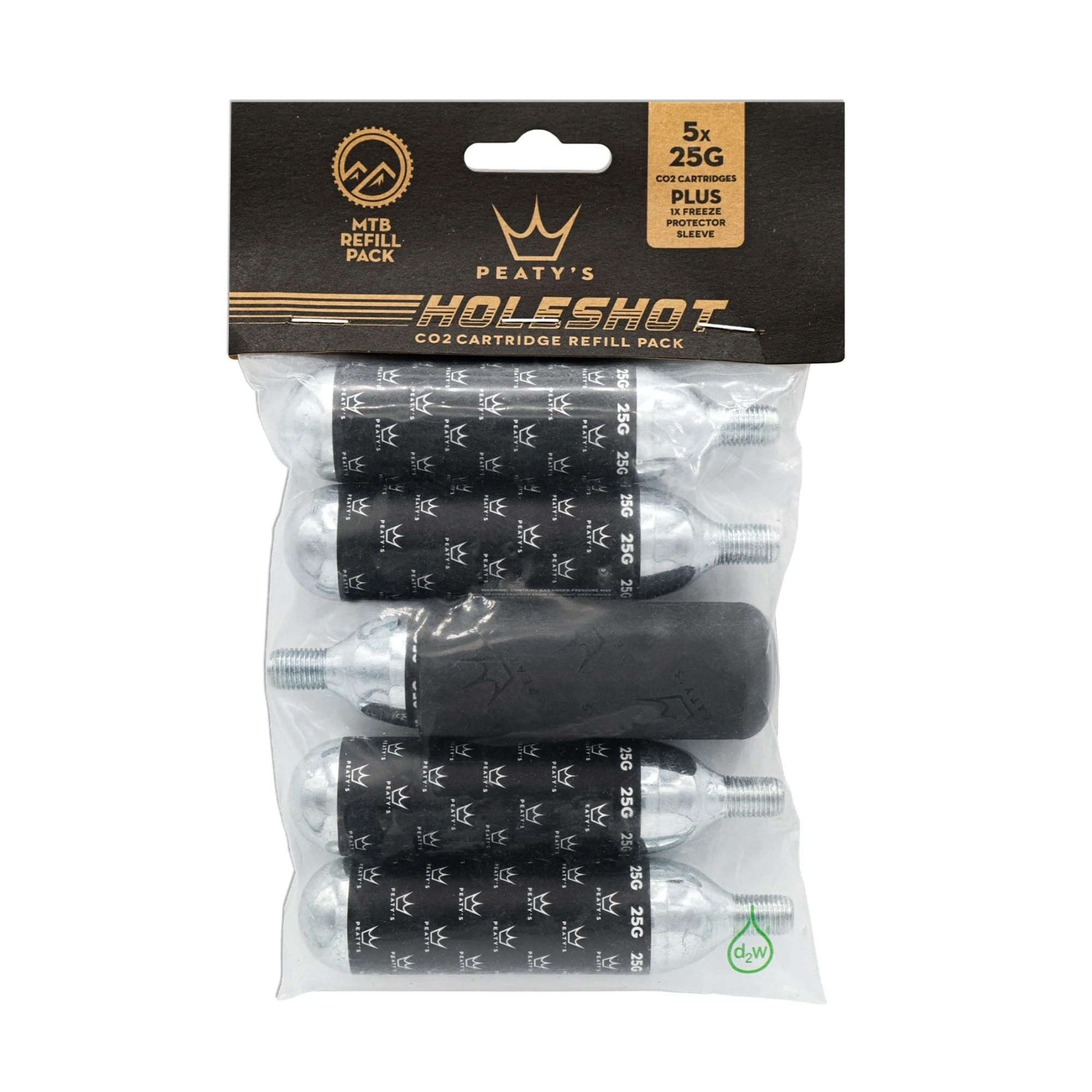 Peatys Holeshot CO2 Cartridge Refill w/Sleeve - 25g - 5 pack