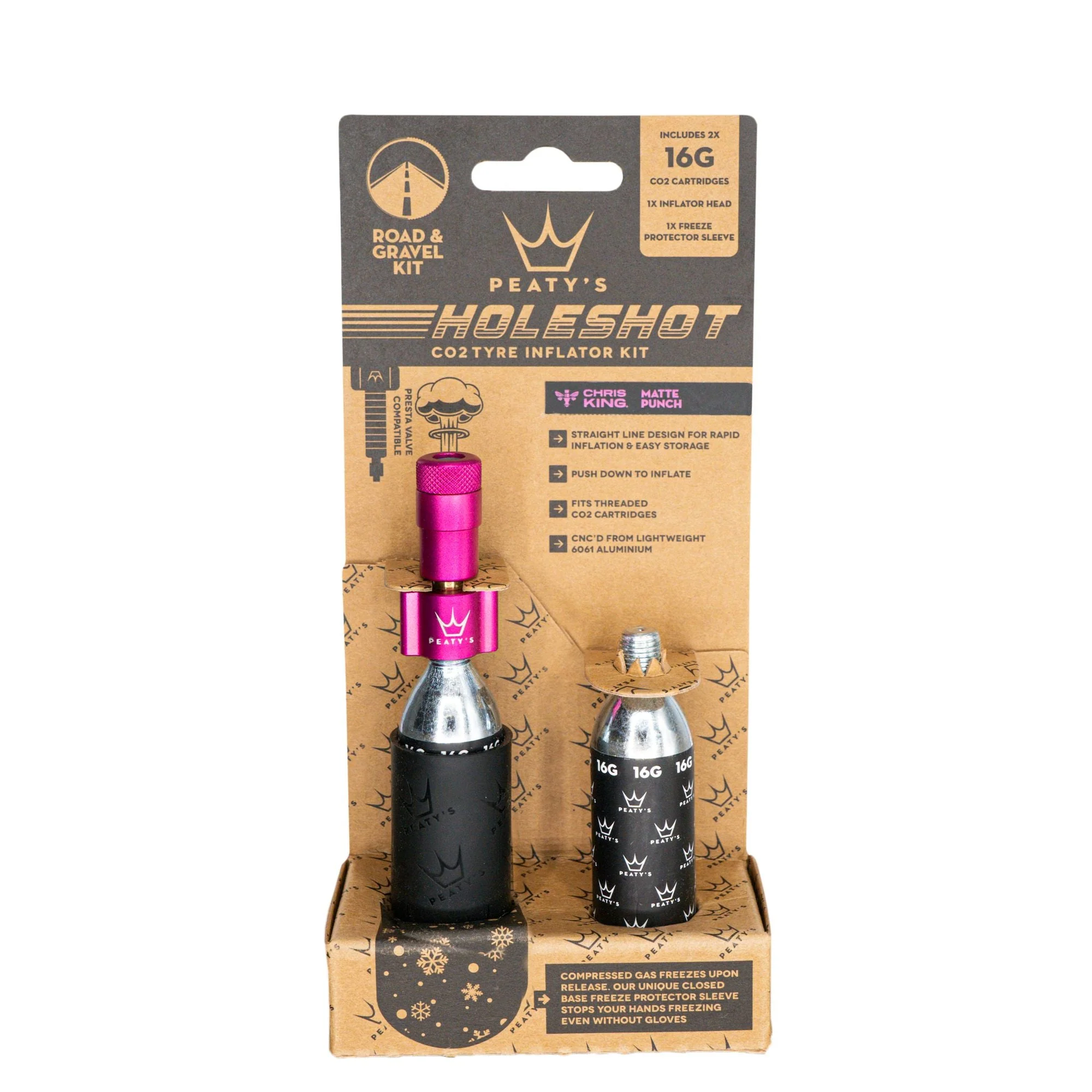 Peatys Holeshot Gravel/Road Tire Inflator Kit w/ CO2 Cartridges - Punch