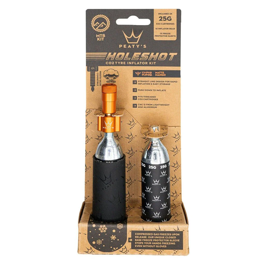 Peatys Holeshot MTB Tire Inflator Kit w/ CO2 Cartridges - Gold