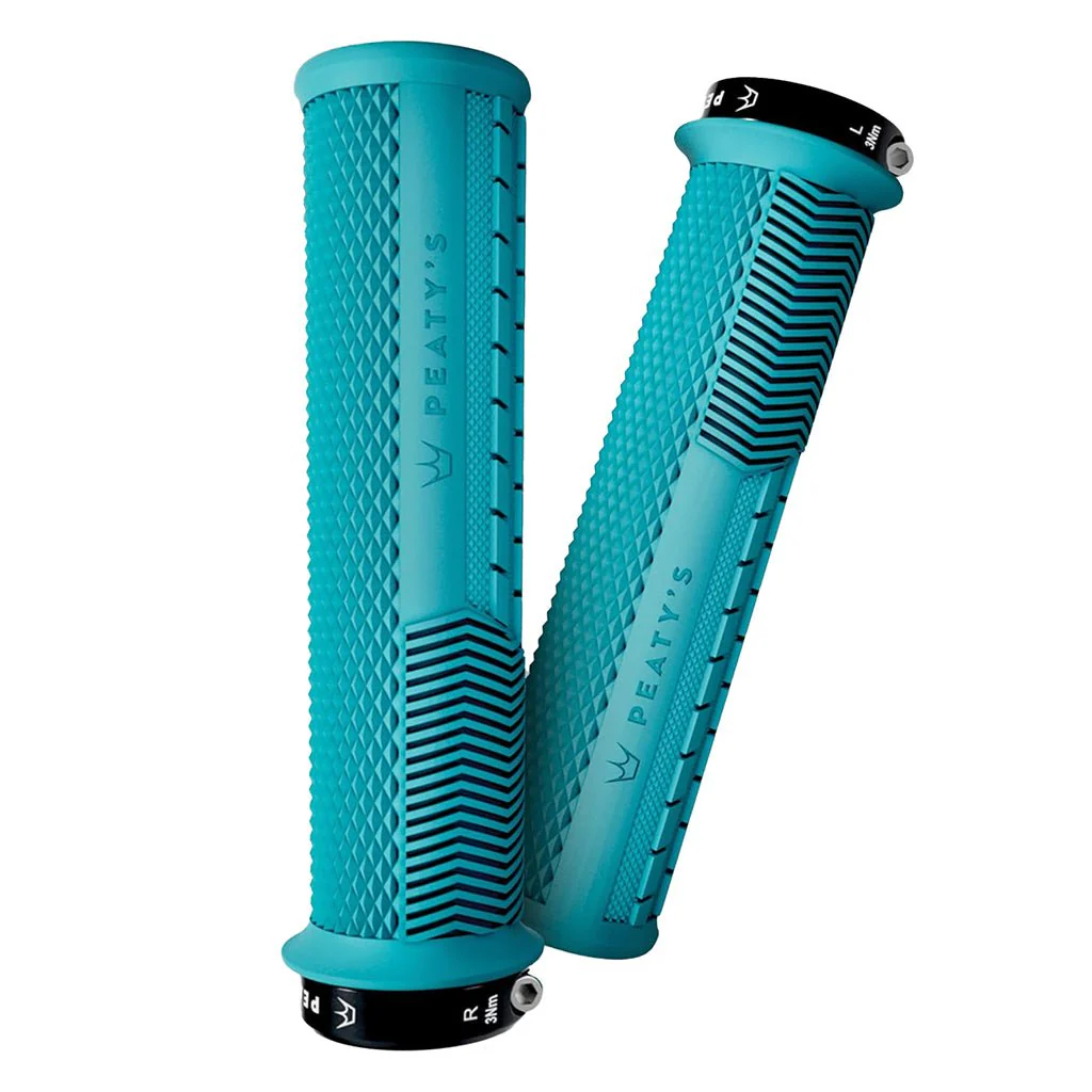 Peaty's Race Control Knurl Thin Lock-On Grips - Turquoise