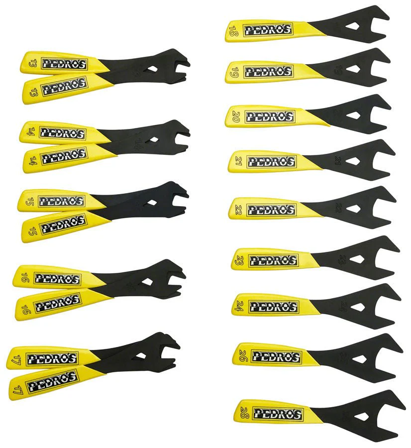 Pedros Cone Wrench Set - (2) each of 13-17 - (1) each of 18-24, 26, 28mm)