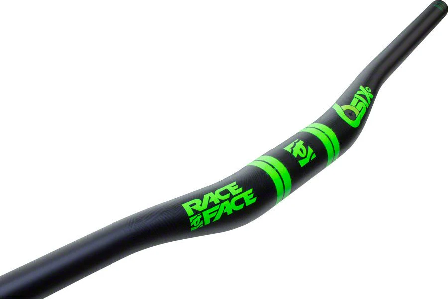 RaceFace SIXC Carbon Handlebars - 35mm Diameter - 820mm Wide - 20mm Rise - Black/Green