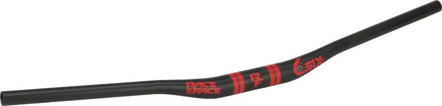 RaceFace SIXC Carbon Handlebars - 35mm Diameter - 820mm Wide - 20mm Rise - Black/Red - Image 2