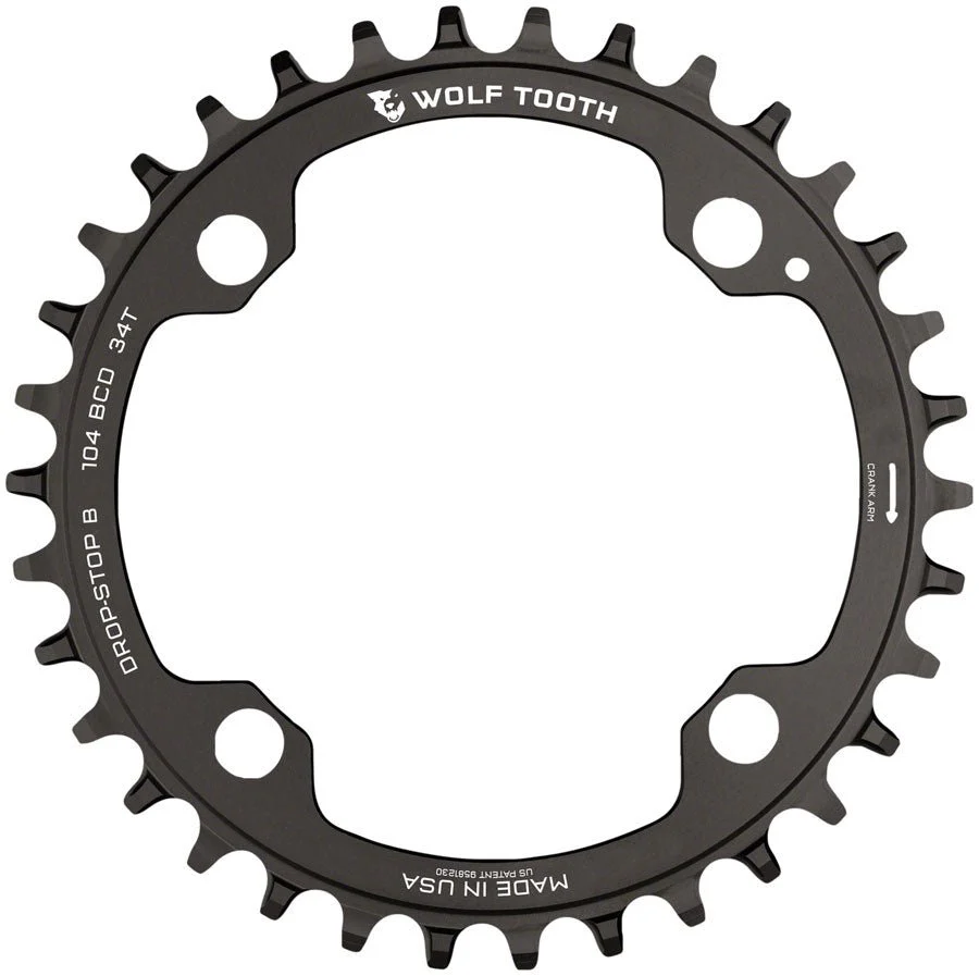 Wolf Tooth 104 BCD Chainring - 30t - 104 BCD 4-Bolt - Drop-Stop B - Black