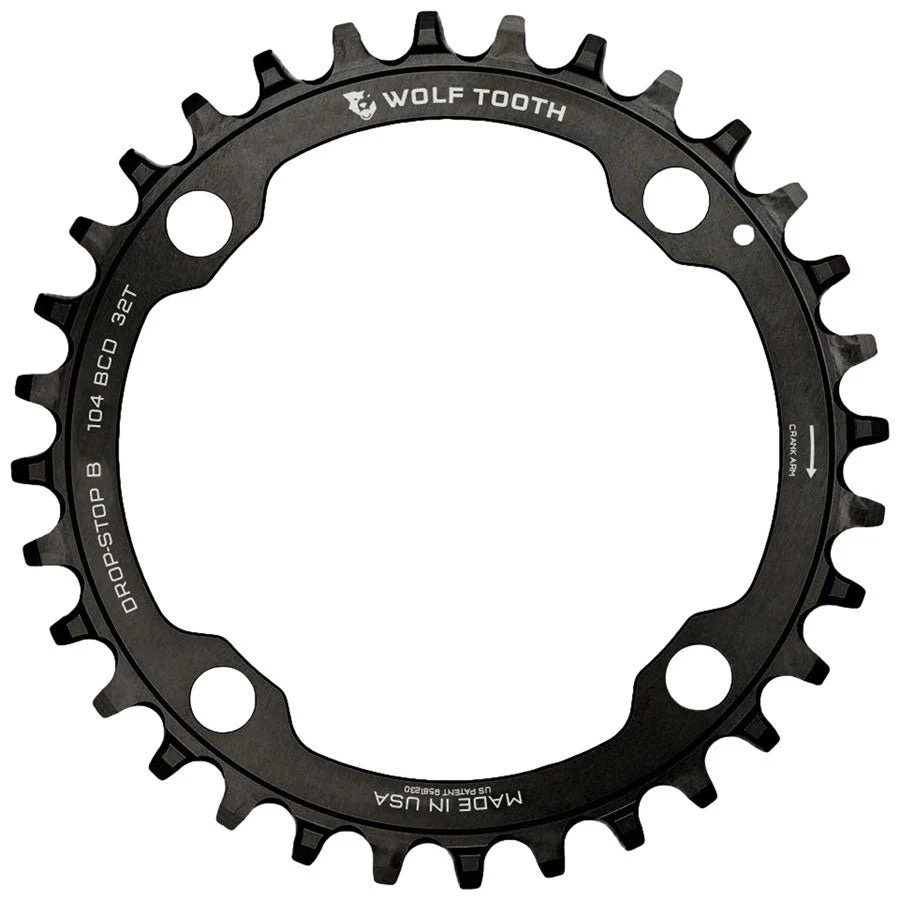 Wolf Tooth 104 BCD Chainring - 32t - 104 BCD 4-Bolt - Drop-Stop B - Black