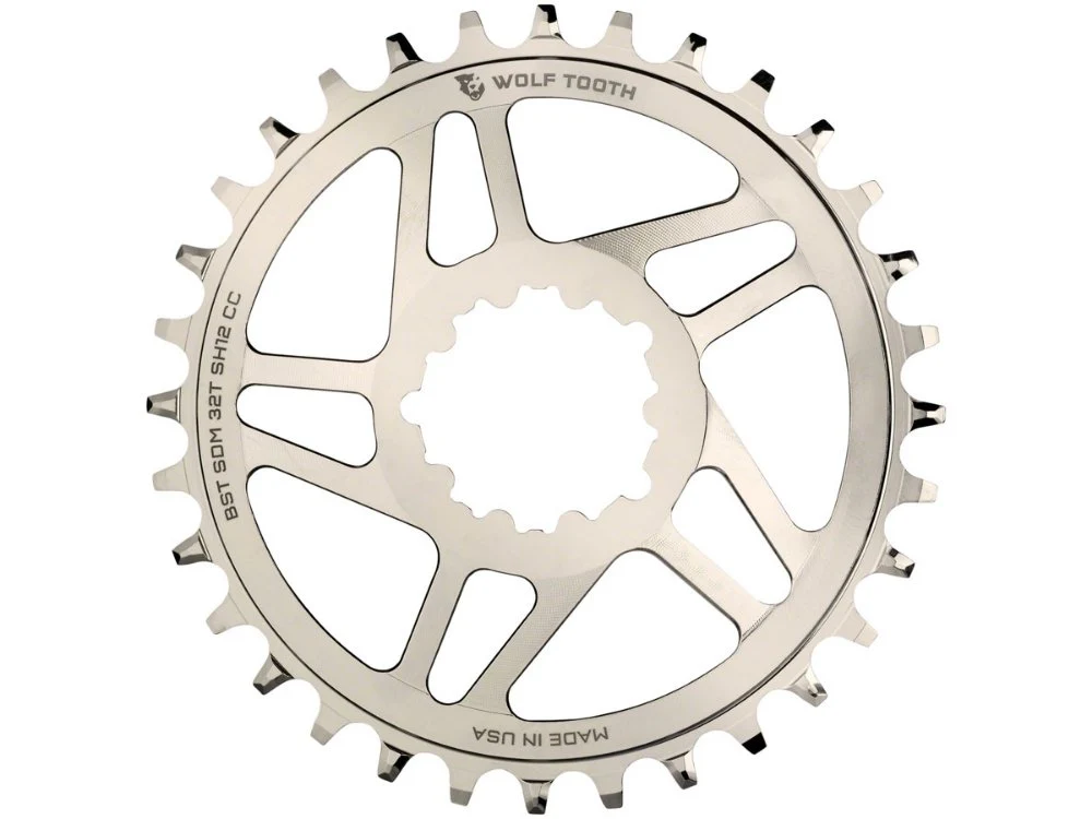Wolf Tooth Components Drop Stop Direct Mount Boost Chainrings for SRAM Cranks and Shimano 12spd Hyperglide+ Chain 32t Nickel
