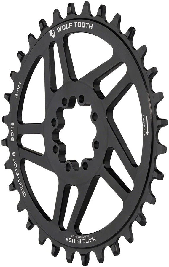 Wolf Tooth Round Chainring - 36t - SRAM 8-Bolt Direct Mount - Drop-Stop B - 3mm Offset - Black - Image 2