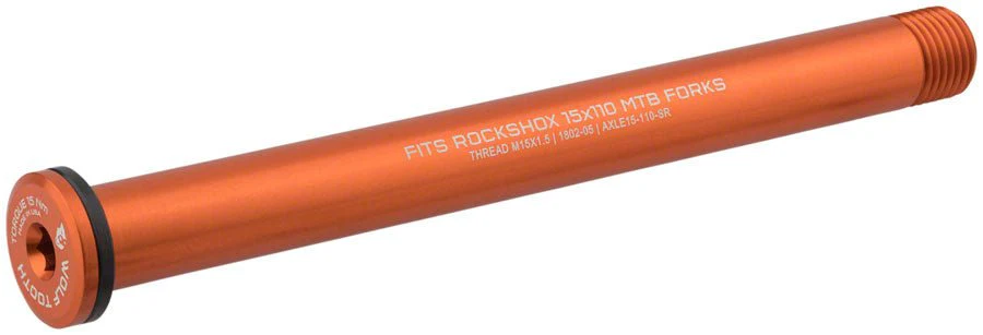 Wolf Tooth Front Thru Axle - RockShox 15x110mm - Orange