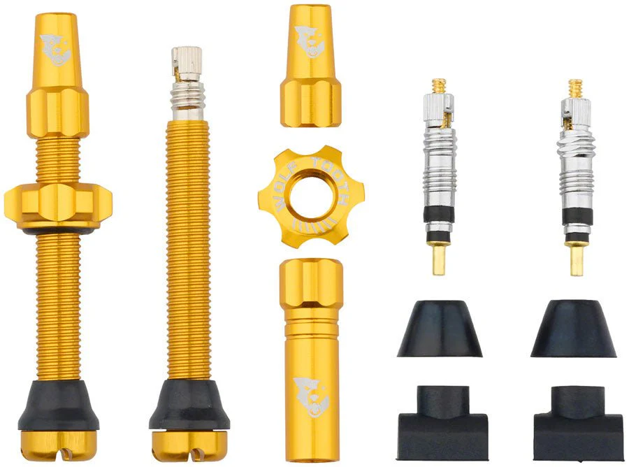 Wolf Tooth Tubeless Valve Stem Kit - 44mm Length - Gold
