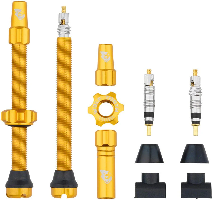 Wolf Tooth Tubeless Valve Stem Kit - 60mm Length - Gold