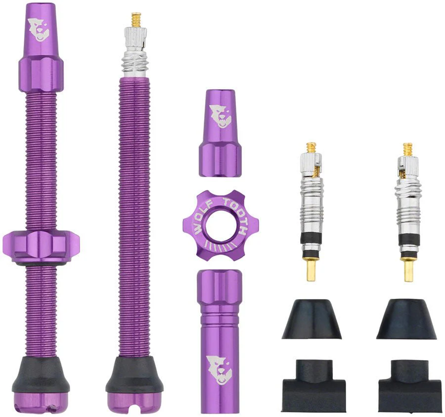 Wolf Tooth Tubeless Valve Stem Kit - 60mm Length - Purple