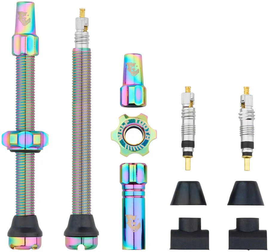 Wolf Tooth Tubeless Valve Stem Kit - 60mm Length - Rainbow