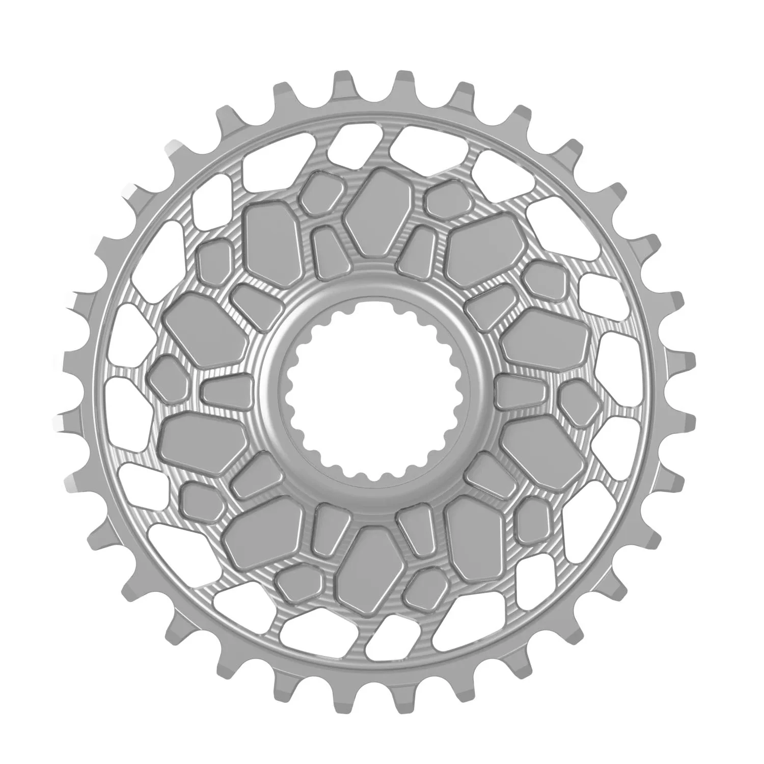 Works Components GEO Chainring Shimano - 32t - Shimano DM - 3mm Offset - Silver