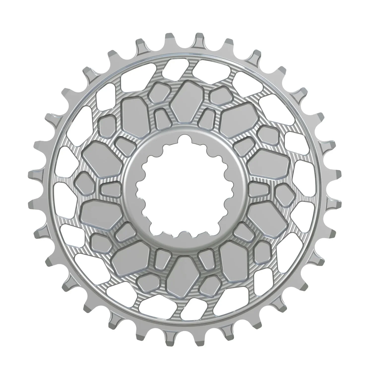 Works Components GEO Chainring - 30t - SRAM 3-Bolt - 3mm Offset - Silver