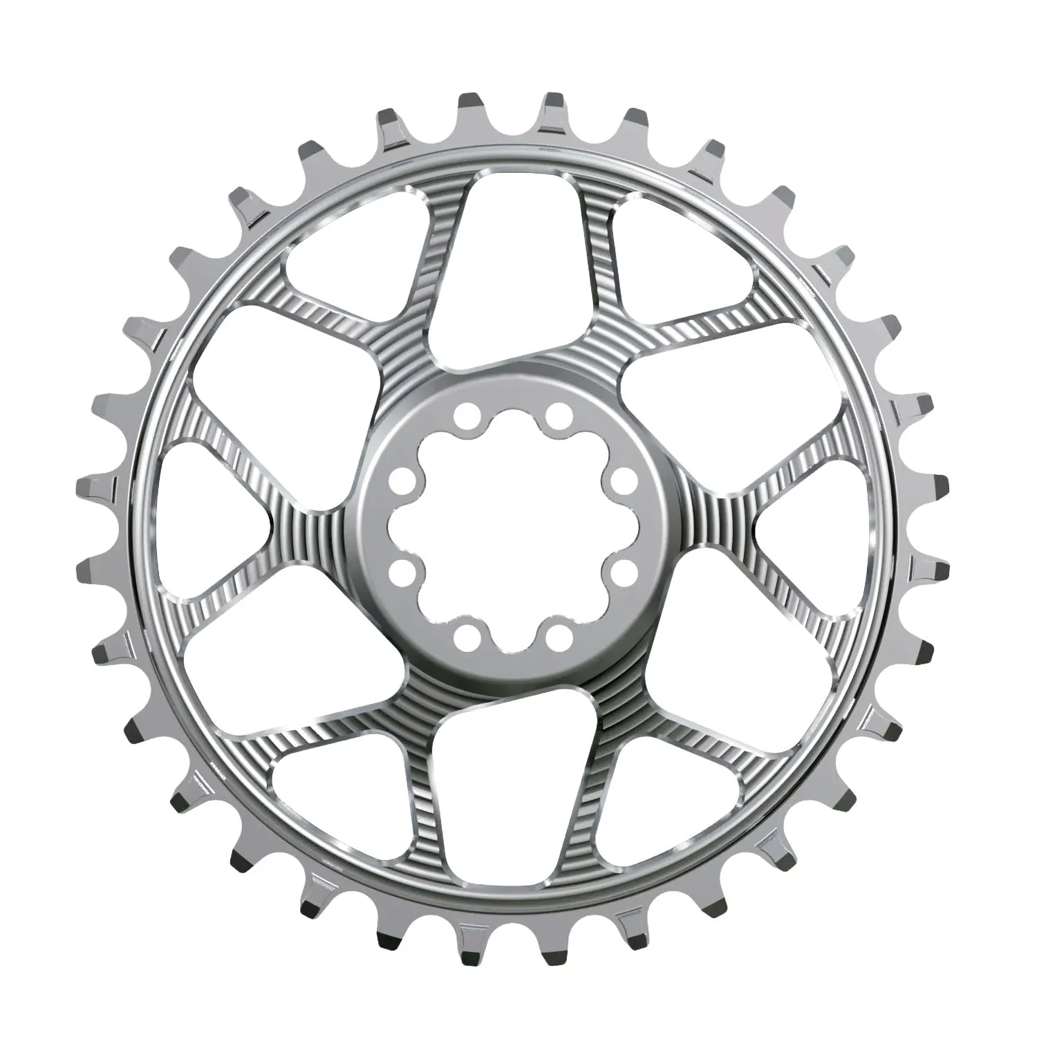 Works Components Round Chainring - 32t - SRAM 8-Bolt - 3mm Offset - Silver